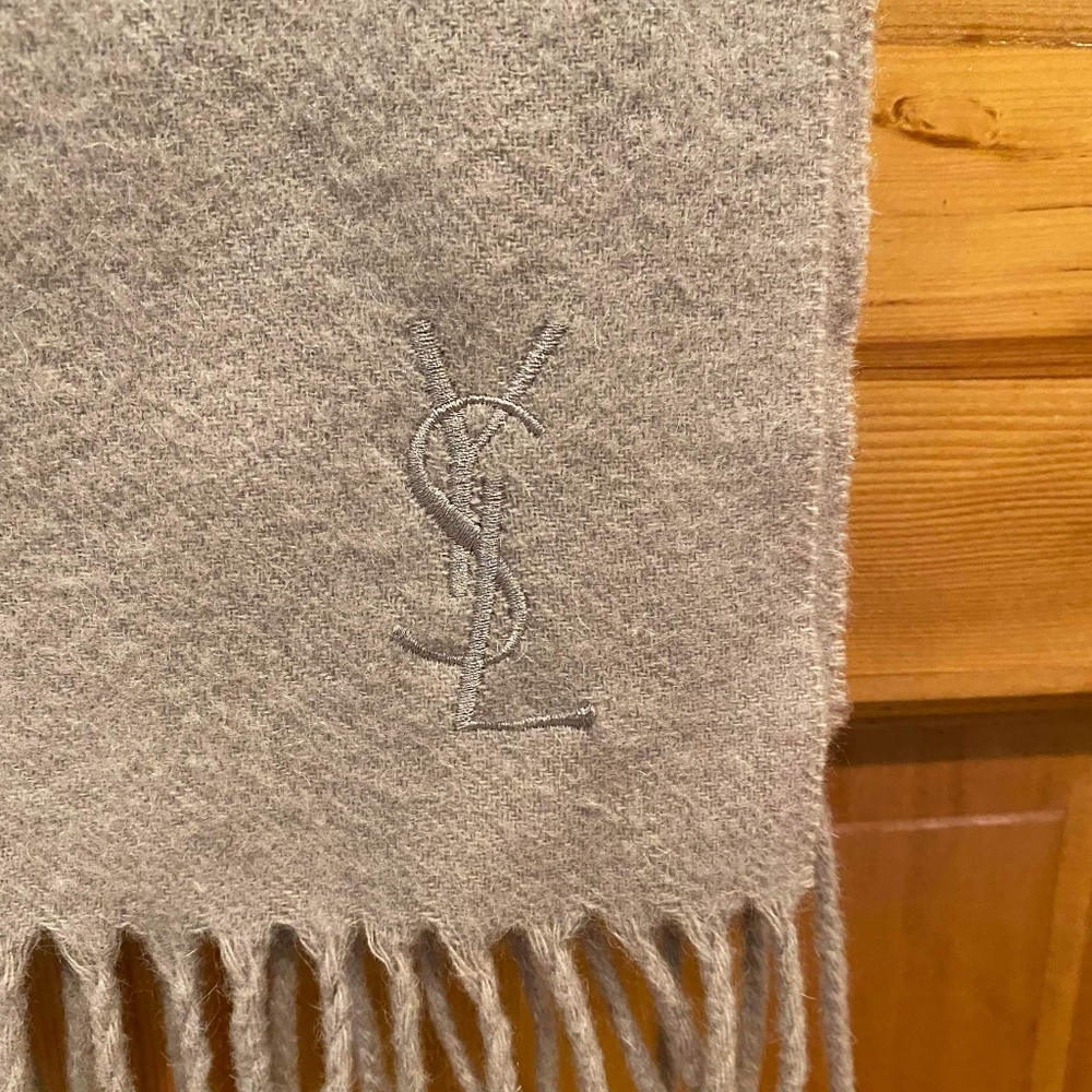 Yves Saint Laurent Wool Scarf Taupe